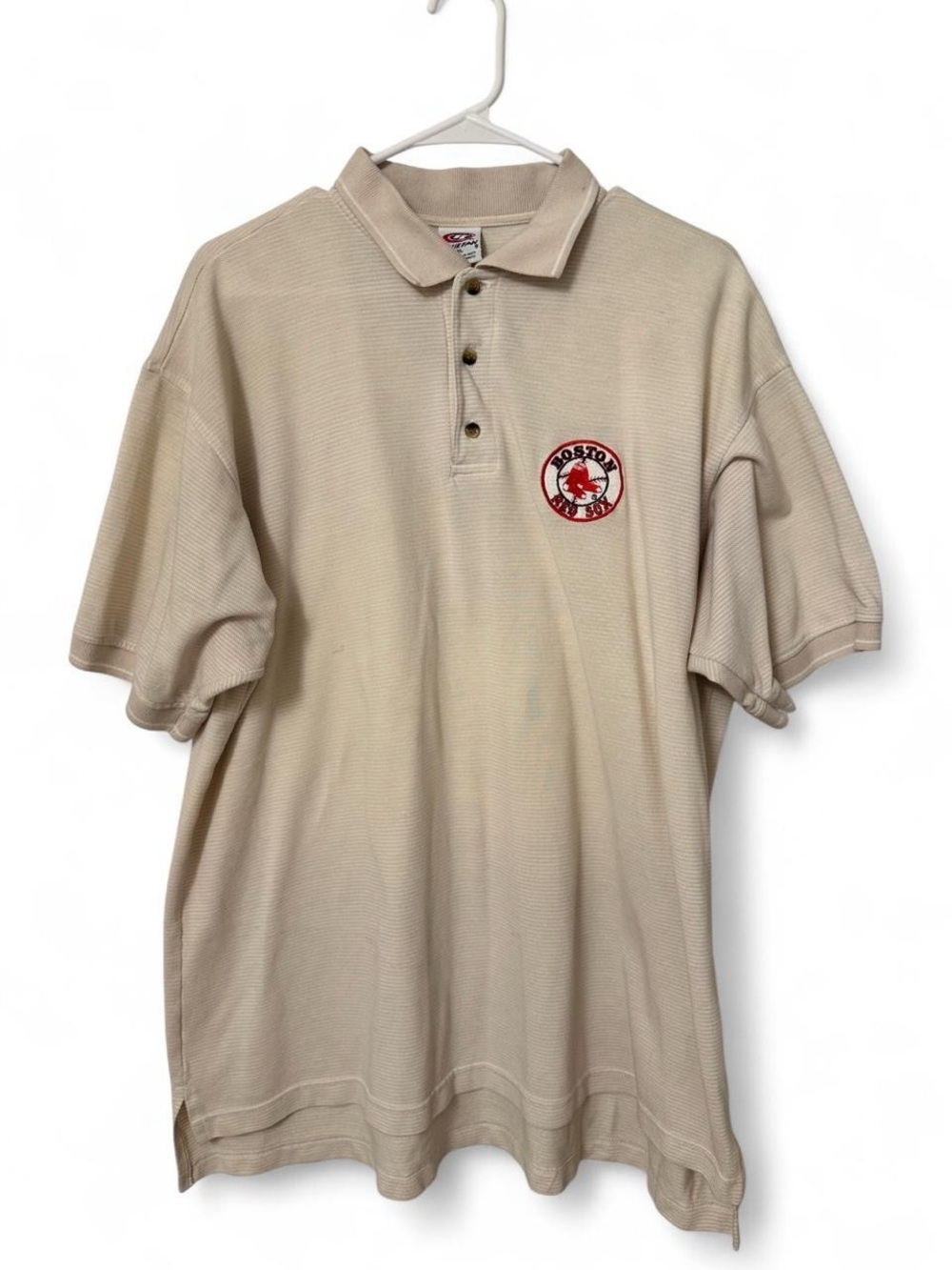Vintage 90s Boston Red Sox Striped Polo Shirt Men's XL Like New